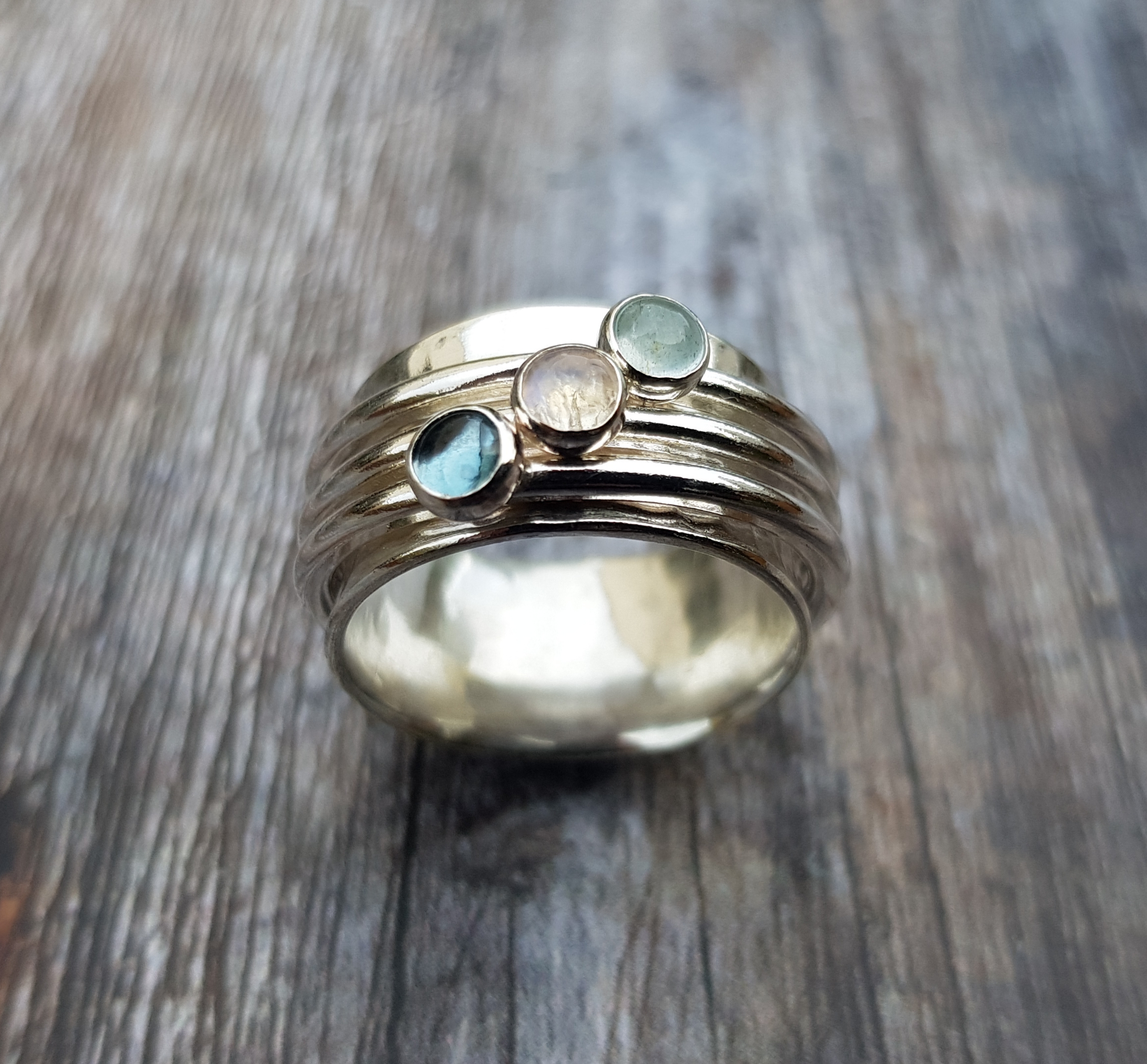 Triple Gemstone Spinning Ring